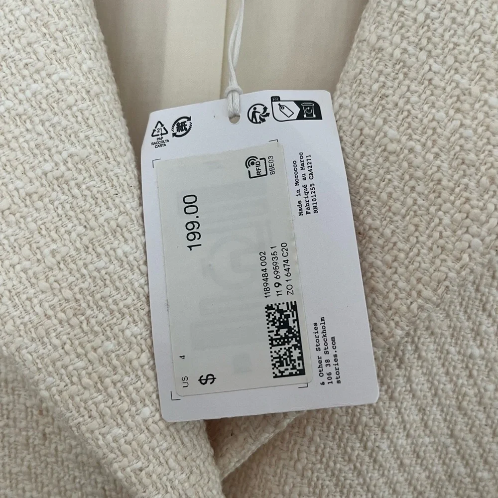 & Other Stories Cream Textured Mini Dress - Picture 6 of 7